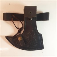 Damascus steel Axe head with leather case