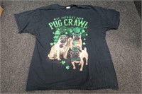 Humor Pug Crawl Graphic T-shirt Size XL