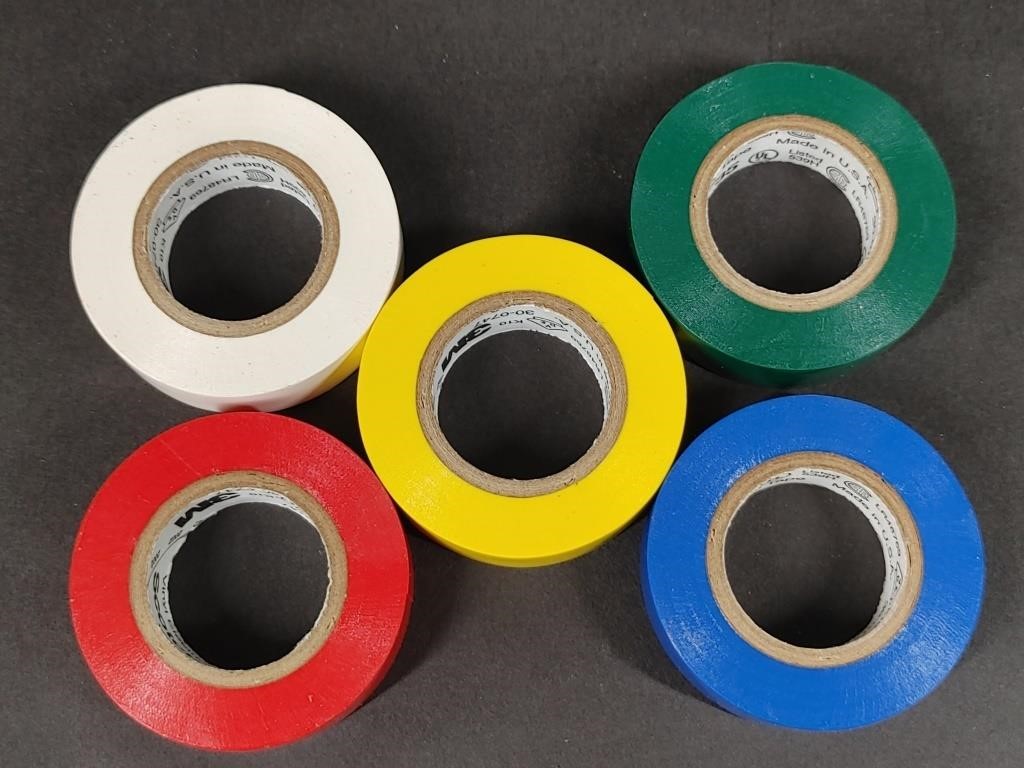 5 Scotch Electrical Tape Rolls Red Green White