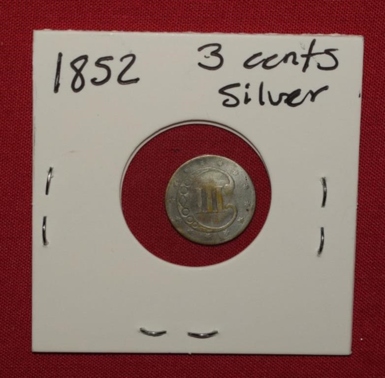 1852 Three Cent Silver Coin