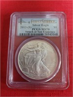 Graded 2013 S Silver Eagle Coin MS70