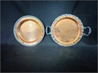 2 serving platters- Copper/ metal