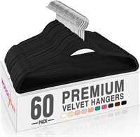 60 Pack Black Velvet Hangers - Sturdy