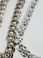 2-VINTAGE SILVER TONED LINKED NECKLACES