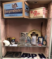 Vintage Beer Memorabilia Box Tray Glasses
