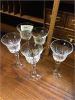 LOT OF 5 CRYSTAL GOBLETS WITH MARK