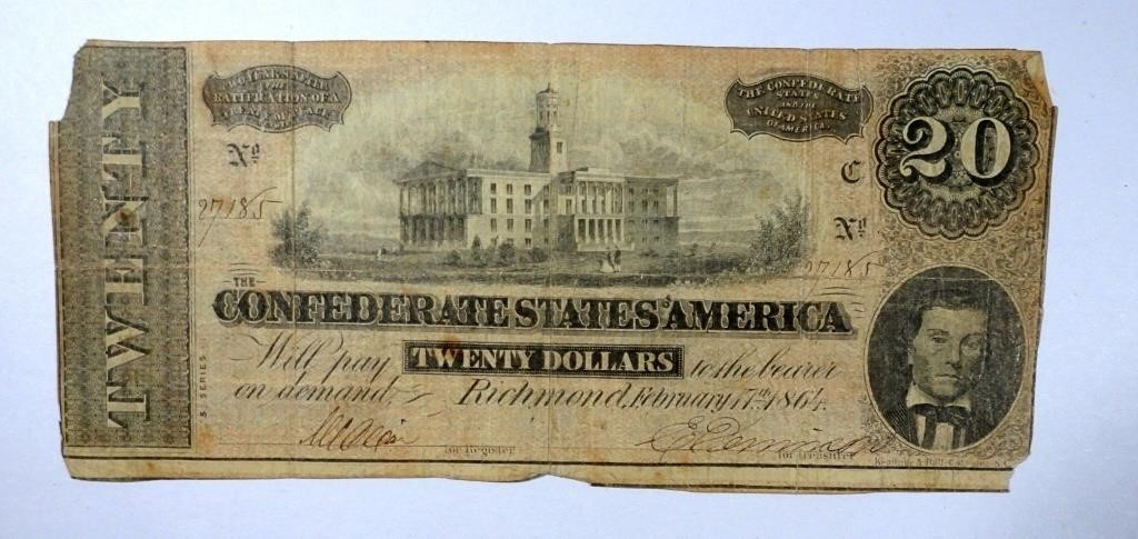 1864 $20 CONFEDERATE STATES of AMERICA