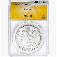 1886-S Morgan Silver Dollar ANACS MS60