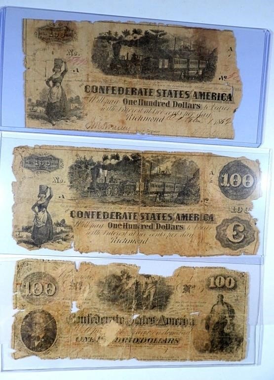 (3) $100 CONFEDERATE STATES of AMERICA