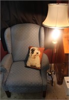 Vintage Armchair w/ Cast Iron Arm Lamp