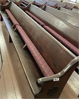 WOODEN CHURCH PEW w/ KNEELER, 13'L X 34"H X 20"D