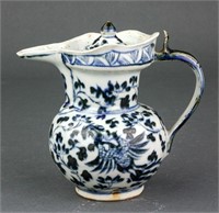 Chinese BW Yuan/Ming Porcelain Monk's Cap Ewer