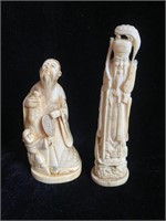 Two Chinese Bone Carved Figurines