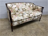 Floral Mahogany Framed Loveseat