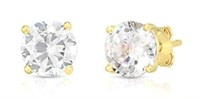 Gold Plate Silver CZ Stud Earrings