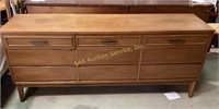 MCM Lowboy Walnut Dresser 9 drawer Storage with