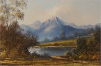 OIL ON CANVAS LANDSCAPE PAINTING BY LONG