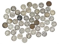 50 $5.00 Face Silver Mercury Dimes