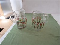2 Vintage Glass Pouring Pitchers