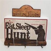 Eat Sleep Hunt Wood & Metal Sign with Hooks