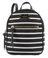 Kate Spade Black & White Nylon Striped Backpack