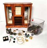 Dresser Top Jewelry Box & Costume Jewelry