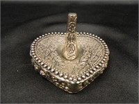 Ring holder; Silver tone w/raised design;