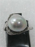 Sterling Silver & Pearl Ring Tested
