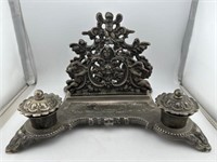 1950s Vintage Italian Silver Plate Inkwell.