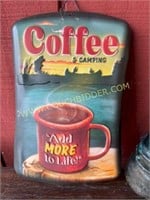 Coffee and camping metal sign