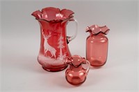 MARY GREGORY CRANBERRY GLASS AND OTHERS
