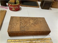 antique box with real sand dollars in it