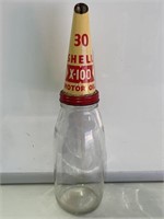 Shell X-100 Tin Top on Quart Bottle
