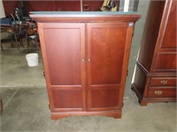 2 Piece Cherry Finish Entertainment Cabinet