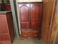 2 Piece Cherry Finish Entertainment Cabinet