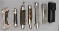 6 pocket knives: lock blades - fishing - multi-