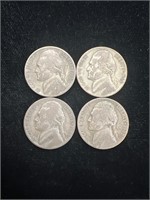 Lot of 4 Silver War Nickels