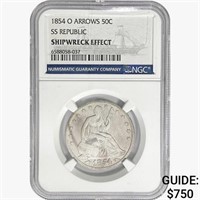 1854-O Seated Lib. 50C NGC Shipwreck Effect SS