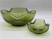 MCM Avocado Green Glass Chip/Dip Bowl Set