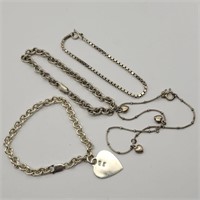 4- 925 SILVER CHAIN BRACELETS