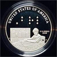 2009 Louis Braille Proof Silver Dollar MIB