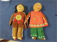 2 Beaded Cloth Indian Dolls