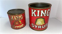 Tin King Syrup cans (1 with lid)