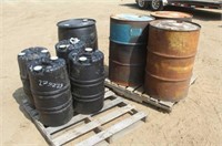 (4) Poly Rain Barrels & (3) 55Gal Steel Barrels