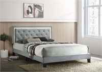 H71197 Passion Grey Velvet Platform Bed - King