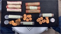(9) Rolls Lincoln Cents: 1953-S, 1956, 1957 UNC