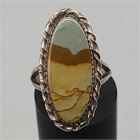 STERLING SILVER JASPER STONE RING SZ 6
4.9G