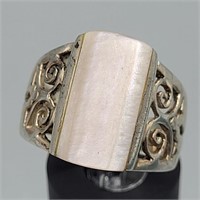 VTG. STERLING SILVER & MOTHER OF PEARL ? RING SZ