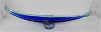 Cobalt art glass canoe/boat 21”