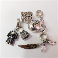 $260 Silver Pack Of 5 Pandora Style Beads